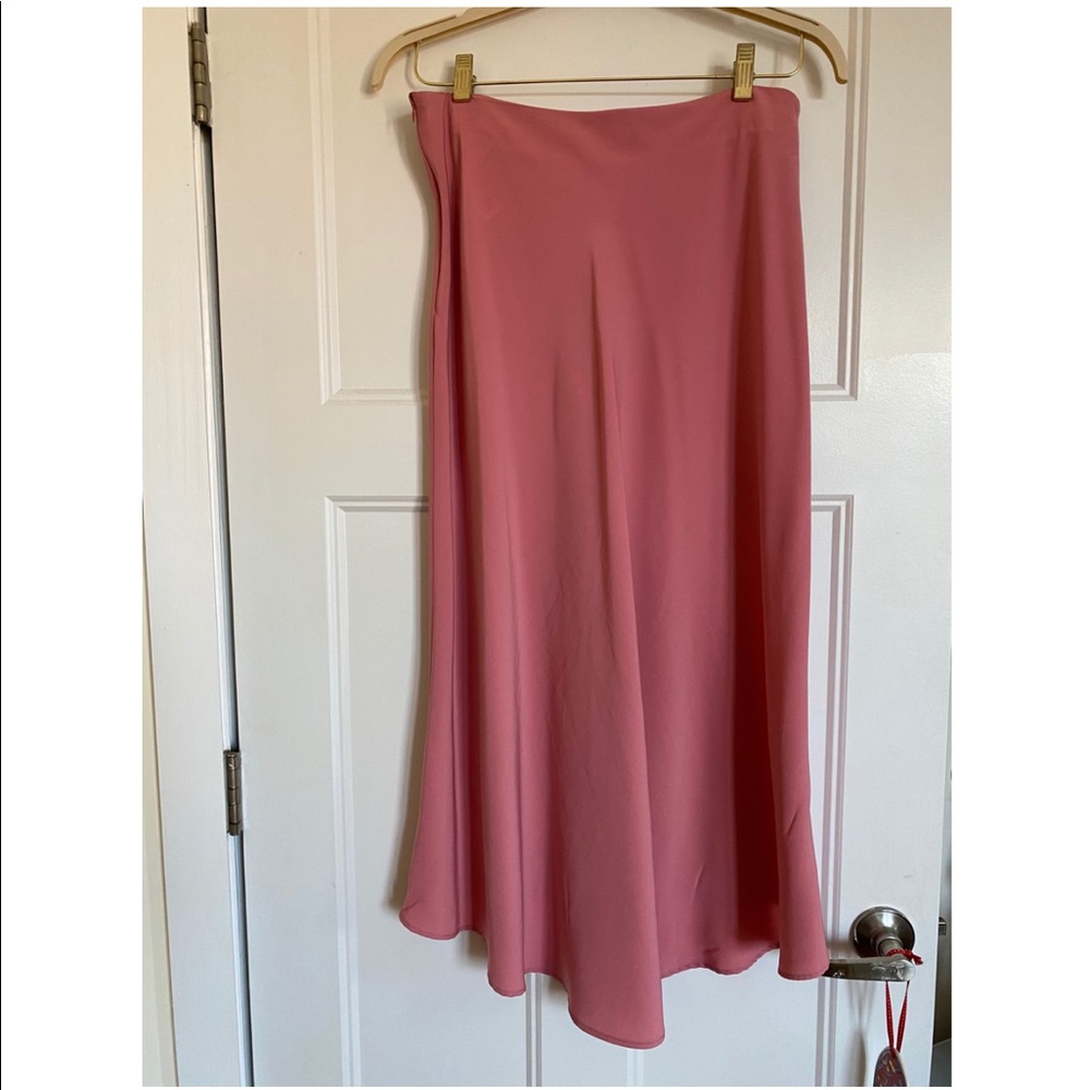 Pink Zara midi satin skirt